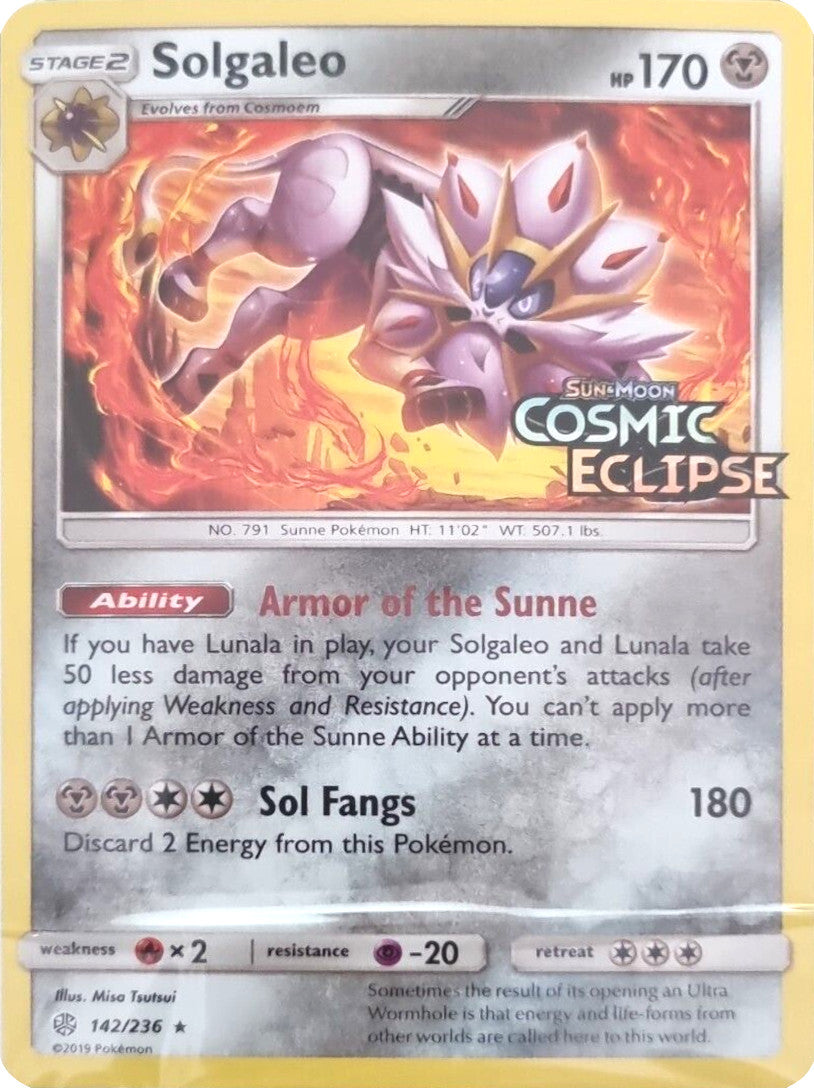 Solgaleo (142/236) (Cosmic Eclipse Stamped) [Sun & Moon: Cosmic Eclipse] | The Gaming-Verse