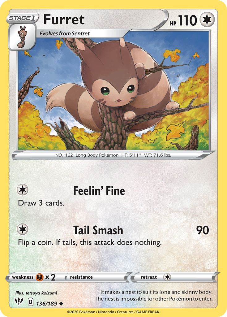 Furret (136/189) [Sword & Shield: Darkness Ablaze] | The Gaming-Verse