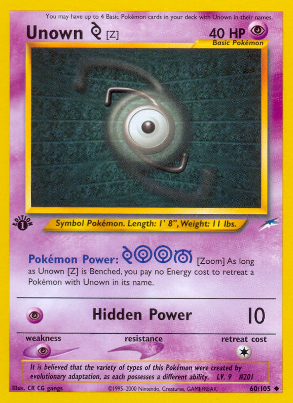 Unown [Z] (60/105) [Neo Destiny 1st Edition] | The Gaming-Verse