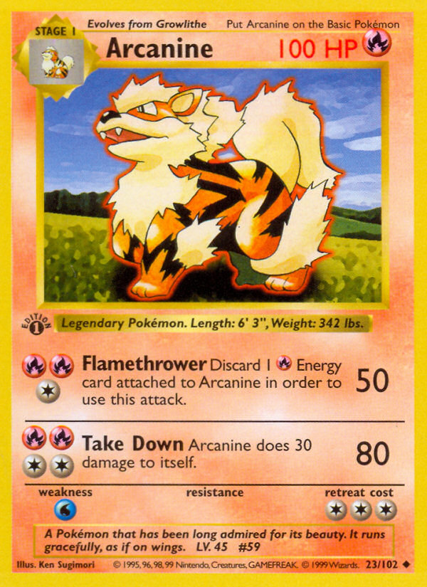 Arcanine (23/102) (Shadowless) [Base Set 1st Edition] | The Gaming-Verse