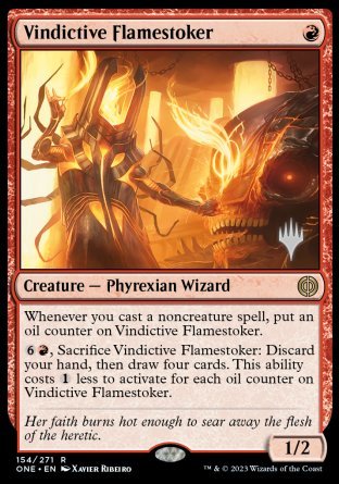 Vindictive Flamestoker (Promo Pack) [Phyrexia: All Will Be One Promos] | The Gaming-Verse