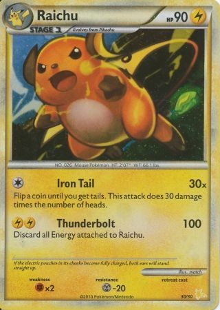 Raichu (30/30) [HeartGold & SoulSilver: Trainer Kit - Raichu] | The Gaming-Verse