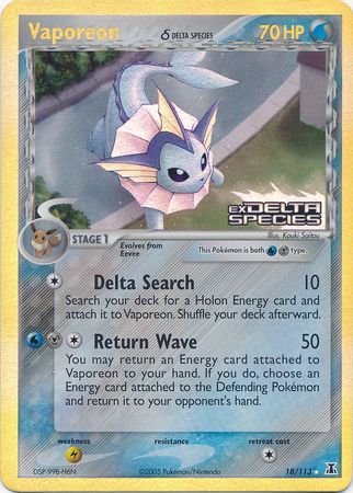 Vaporeon (18/113) (Delta Species) (Stamped) [EX: Delta Species] | The Gaming-Verse