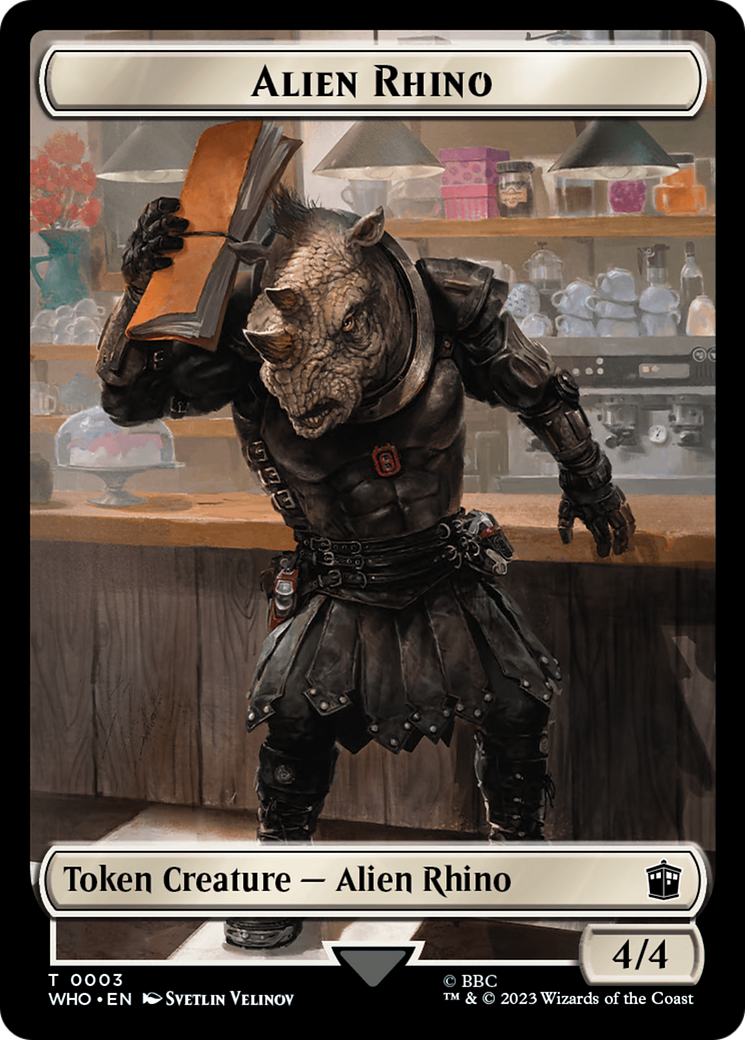 Alien Rhino // Alien Salamander Double-Sided Token (Surge Foil) [Doctor Who Tokens] | The Gaming-Verse