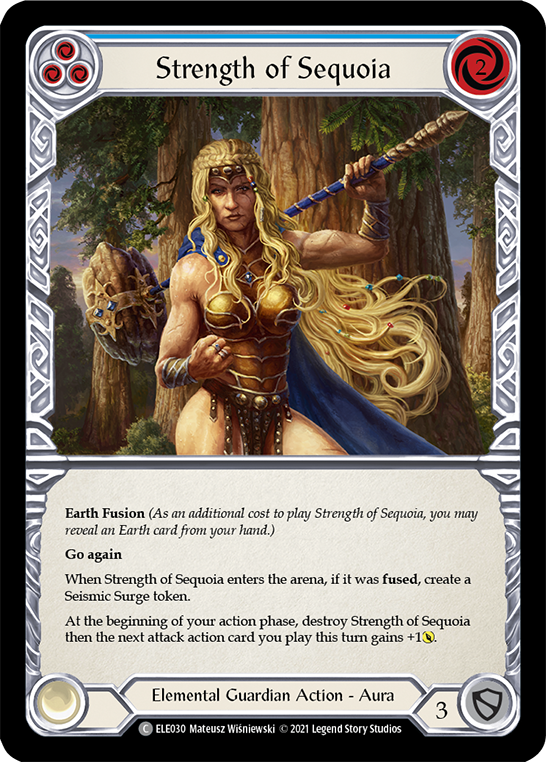 Strength of Sequoia (Blue) [ELE030] (Tales of Aria)  1st Edition Rainbow Foil | The Gaming-Verse