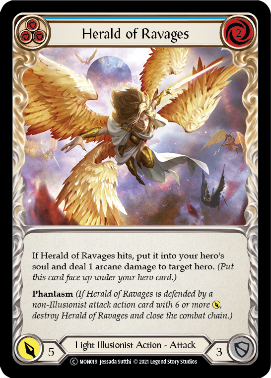 Herald of Ravages (Blue) (Rainbow Foil) [U-MON019-RF] Unlimited Rainbow Foil | The Gaming-Verse