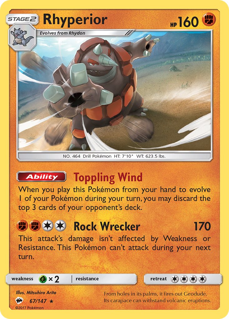 Rhyperior (67/147) (Theme Deck Exclusive) [Sun & Moon: Burning Shadows] | The Gaming-Verse