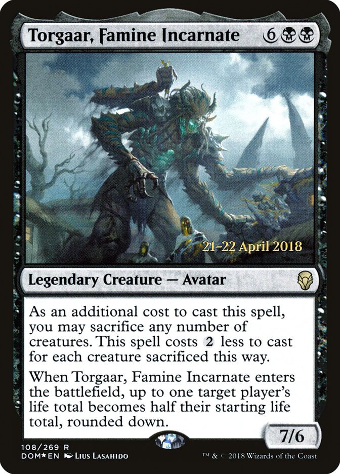 Torgaar, Famine Incarnate  (Prerelease) [Dominaria Prerelease Promos] | The Gaming-Verse