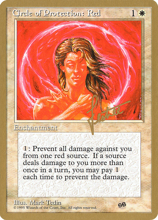 Circle of Protection: Red (Bertrand Lestree) (SB) (4ED) [Pro Tour Collector Set] | The Gaming-Verse