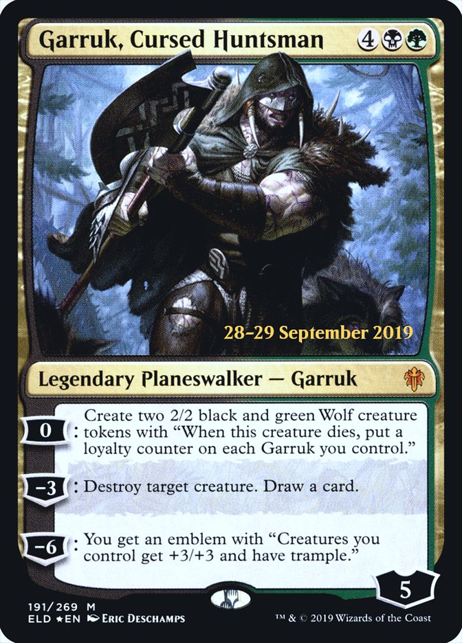 Garruk, Cursed Huntsman  [Throne of Eldraine Prerelease Promos] | The Gaming-Verse