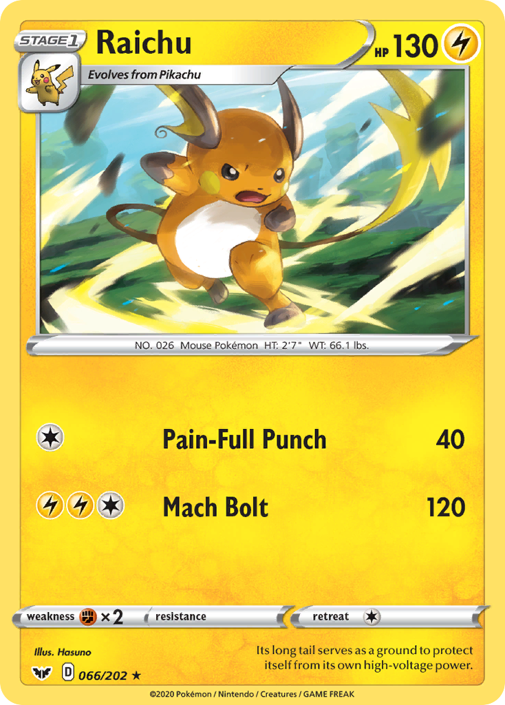 Raichu (066/202) [Sword & Shield: Base Set] | The Gaming-Verse