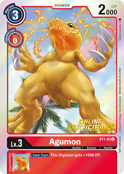 Agumon [ST1-03] (Online Participant) [Starter Deck: Gaia Red Promos] | The Gaming-Verse