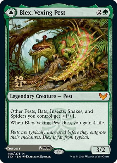 Blex, Vexing Pest // Search for Blex [Strixhaven: School of Mages Prerelease Promos] | The Gaming-Verse