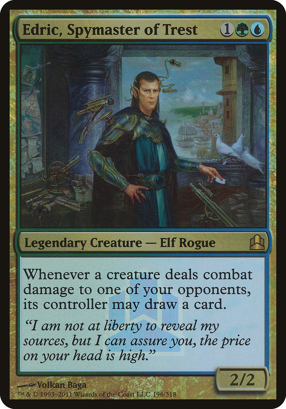 Edric, Spymaster of Trest (Launch) (Oversized) [Commander 2011 Prerelease Promos] | The Gaming-Verse