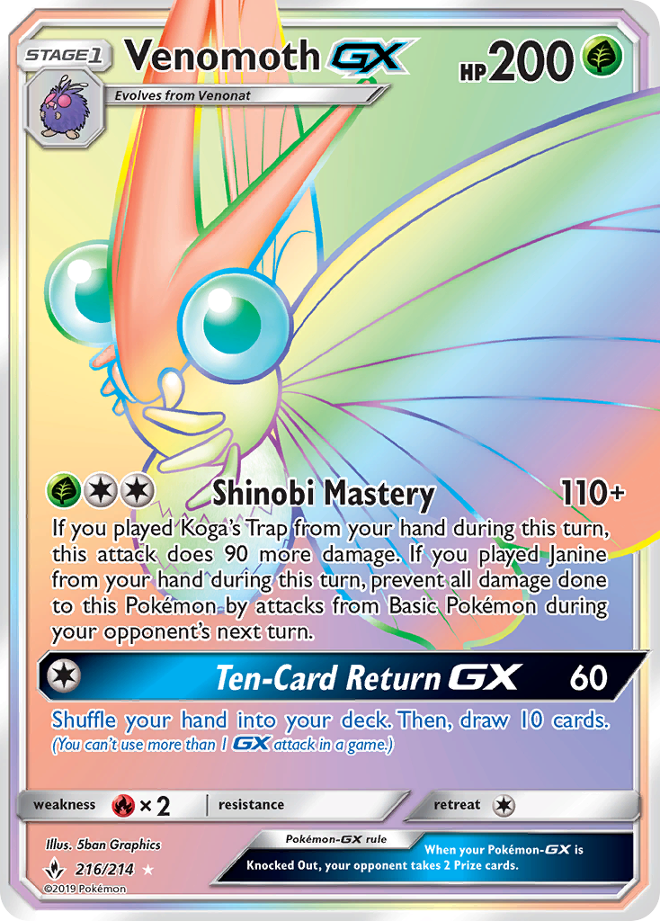 Venomoth GX (216/214) [Sun & Moon: Unbroken Bonds] | The Gaming-Verse