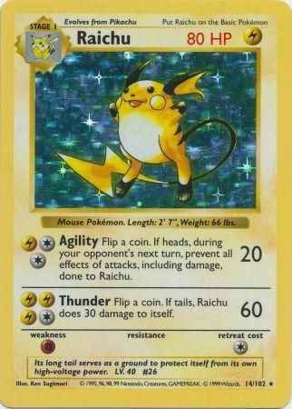 Raichu (14/102) [Base Set Shadowless Unlimited] | The Gaming-Verse