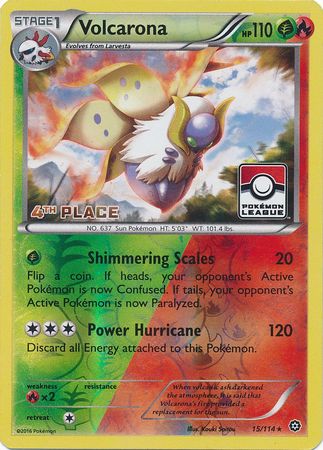 Volcarona (15/114) (League Promo 4th Place) [XY: Steam Siege] | The Gaming-Verse