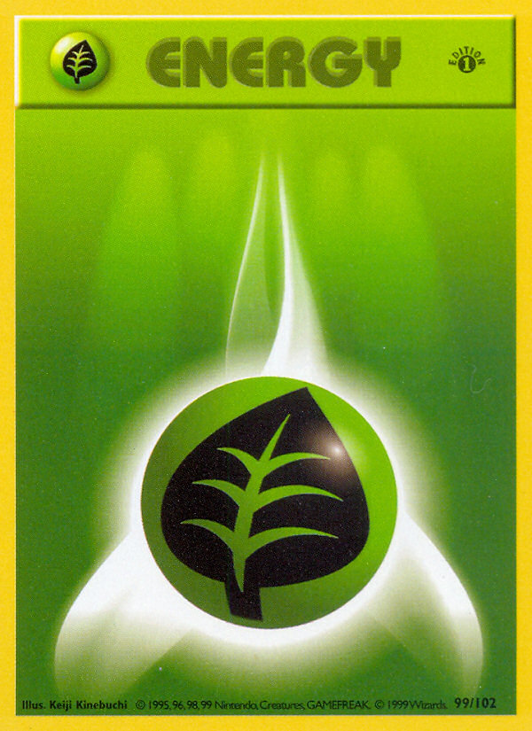 Grass Energy (99/102) (Shadowless) [Base Set 1st Edition] | The Gaming-Verse