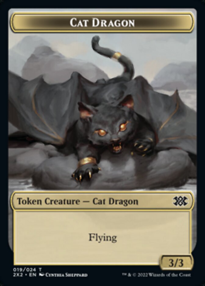 Cat Dragon // Monk Double-sided Token [Double Masters 2022 Tokens] | The Gaming-Verse