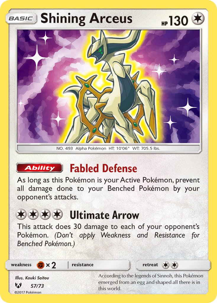 Shining Arceus (57/73) [Sun & Moon: Shining Legends] | The Gaming-Verse