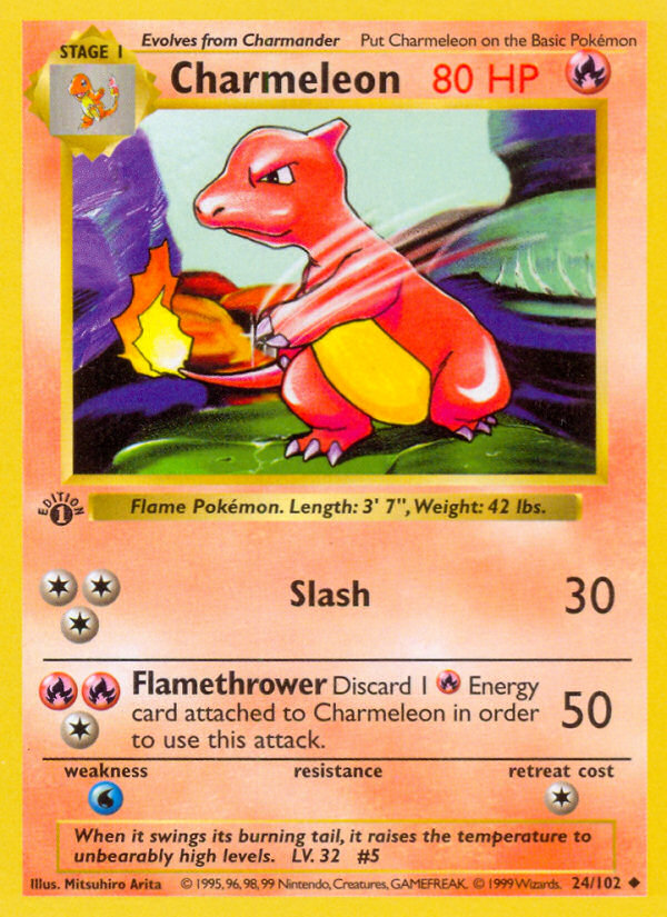 Charmeleon (24/102) (Shadowless) [Base Set 1st Edition] | The Gaming-Verse