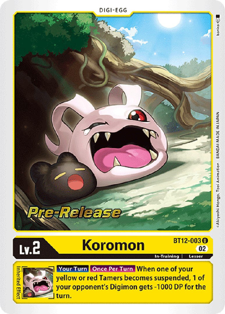 Koromon [BT12-003] [Across Time Pre-Release Cards] | The Gaming-Verse