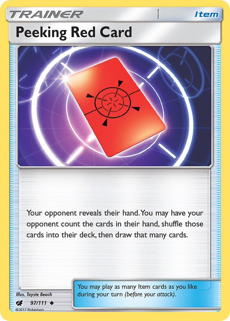 Peeking Red Card (97/111) [Sun & Moon: Crimson Invasion] | The Gaming-Verse