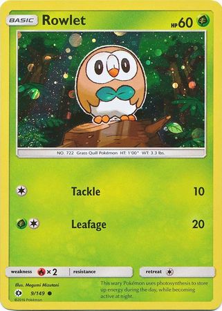 Rowlet (9/149) (Cosmos Holo) [Sun & Moon: Base Set] | The Gaming-Verse