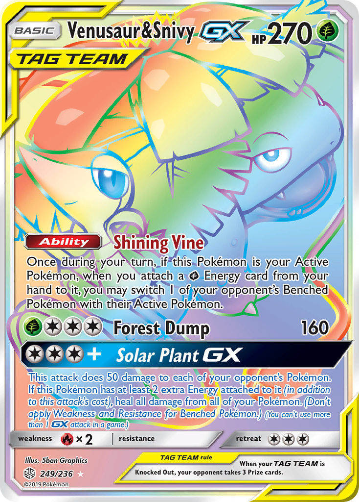 Venusaur & Snivy GX (249/236) [Sun & Moon: Cosmic Eclipse] | The Gaming-Verse