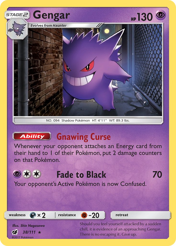 Gengar (38/111) (Prerelease Kit Exclusive) (Theme Deck Exclusive) [Sun & Moon: Crimson Invasion] | The Gaming-Verse