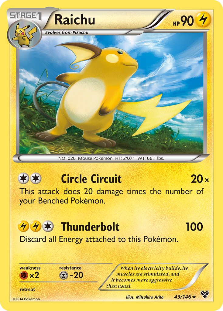 Raichu (43/146) (Battle Arena Deck Exclusive) (Theme Deck Exclusive) [XY: Base Set] | The Gaming-Verse