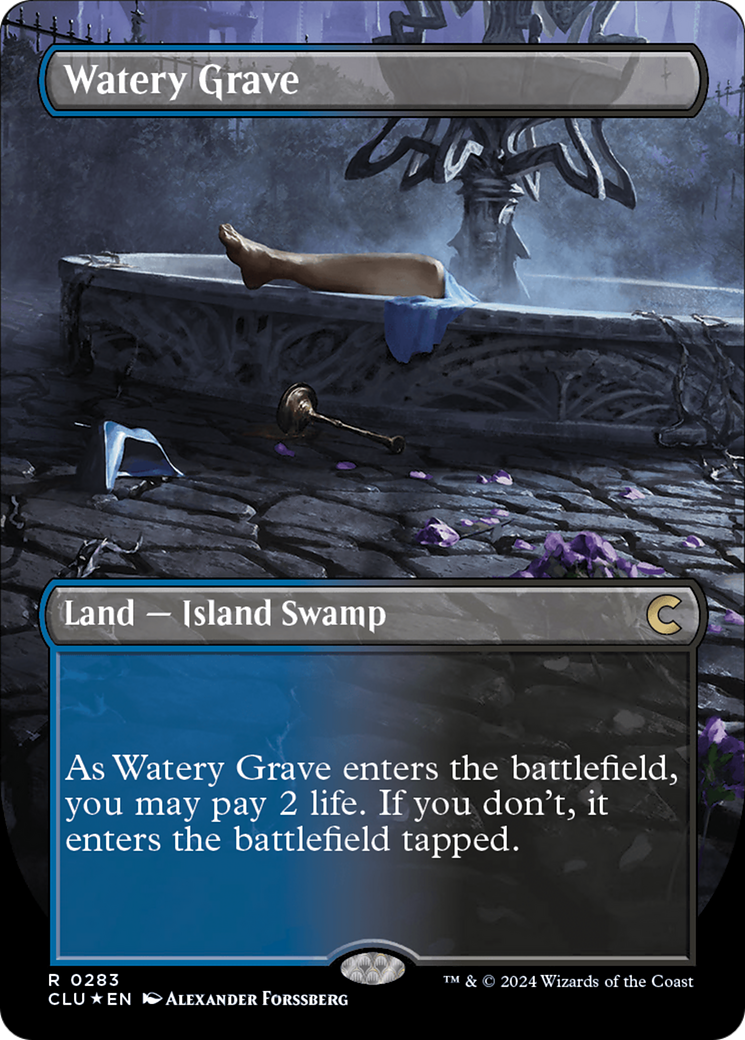 Watery Grave (Borderless) [Ravnica: Clue Edition] | The Gaming-Verse