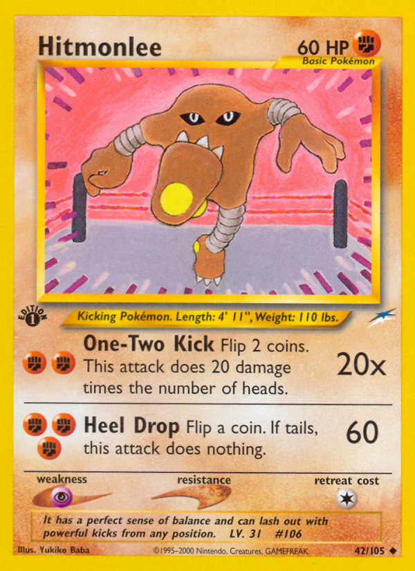 Hitmonlee (42/105) [Neo Destiny 1st Edition] | The Gaming-Verse