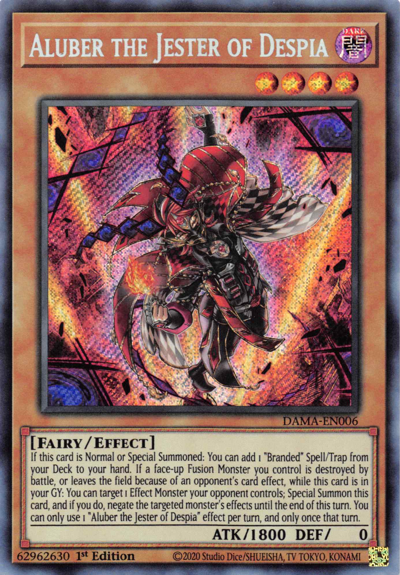 Aluber the Jester of Despia [DAMA-EN006] Secret Rare | The Gaming-Verse