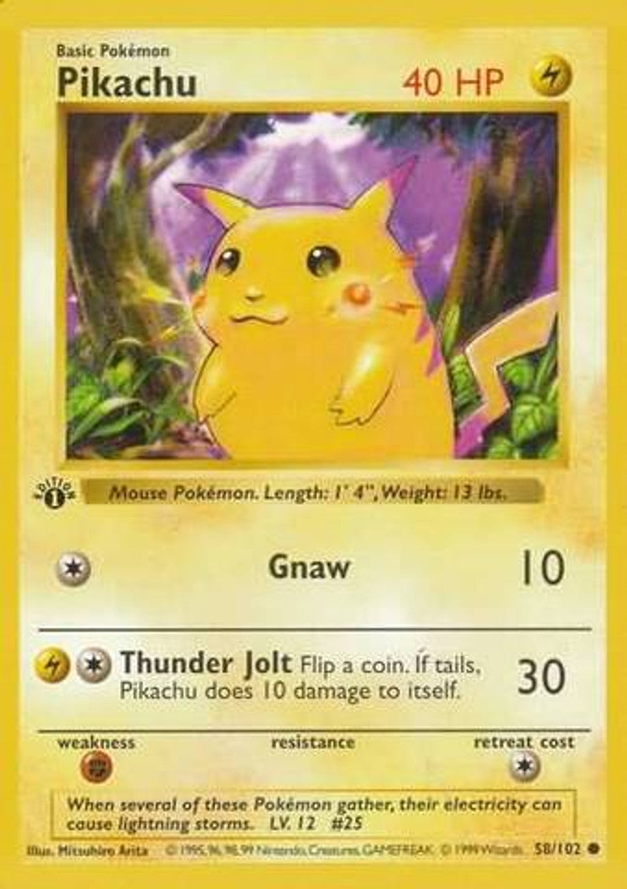 Pikachu (58/102) (Red Cheeks Misprint) [Base Set 1st Edition] | The Gaming-Verse