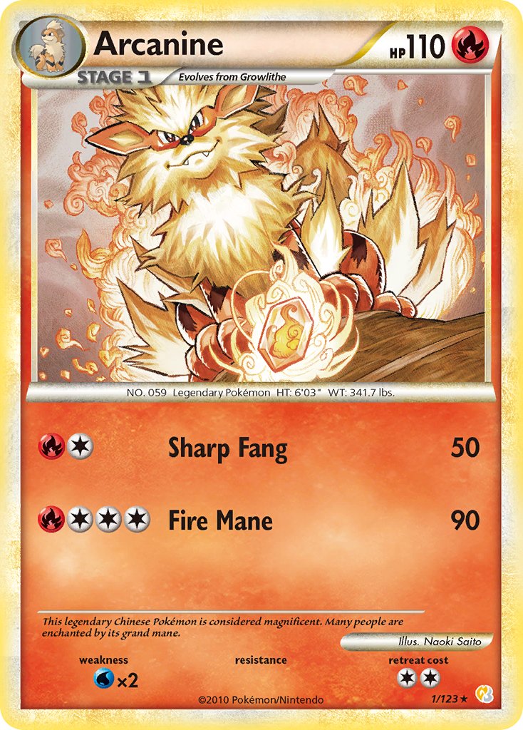 Arcanine (1/123) (Theme Deck Exclusive) [HeartGold & SoulSilver: Base Set] | The Gaming-Verse