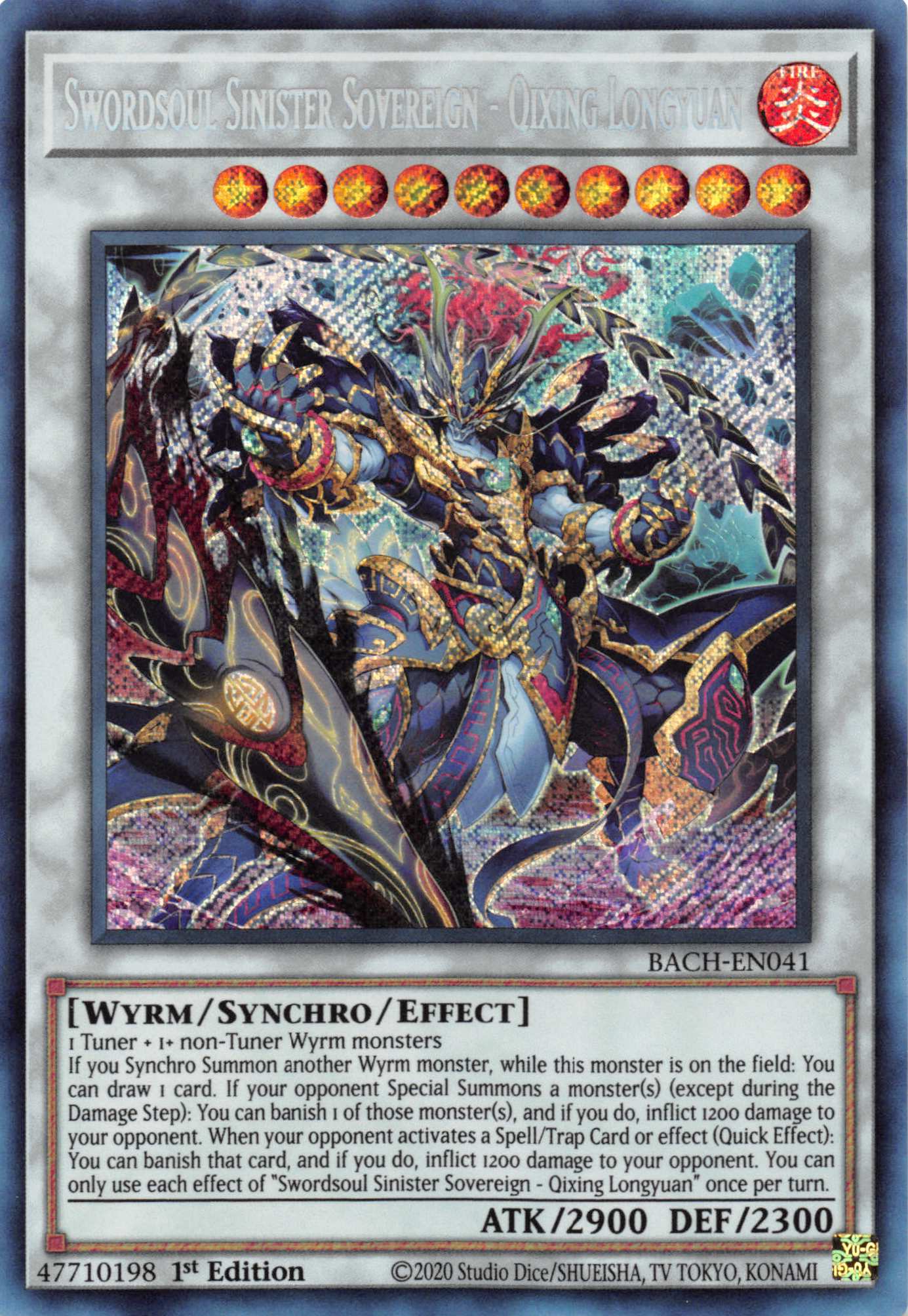 Swordsoul Sinister Sovereign - Qixing Longyuan [BACH-EN041] Secret Rare | The Gaming-Verse