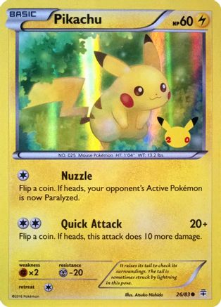 Pikachu (26/83) (20th Anniversary) [XY: Generations] | The Gaming-Verse