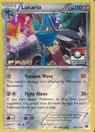 Lucario (63/124) (League Promo 1st Place) [XY: Fates Collide] | The Gaming-Verse