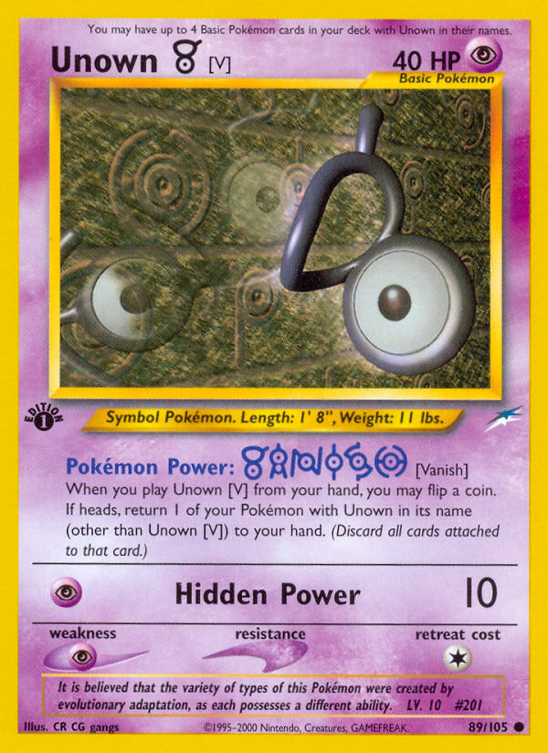 Unown [V] (89/105) [Neo Destiny 1st Edition] | The Gaming-Verse