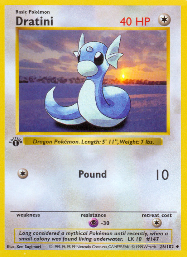 Dratini (26/102) (Shadowless) [Base Set 1st Edition] | The Gaming-Verse