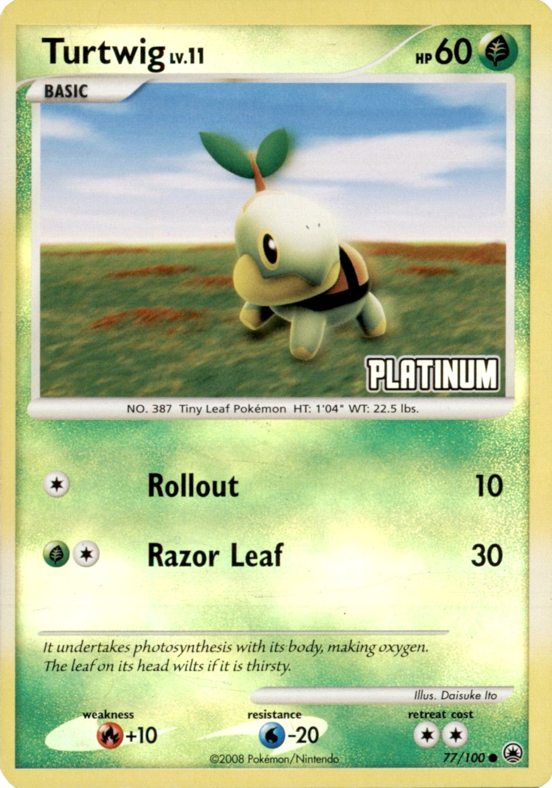 Turtwig LV.11 (77/100) (Platinum) [Burger King Promos: 2008 Collection] | The Gaming-Verse