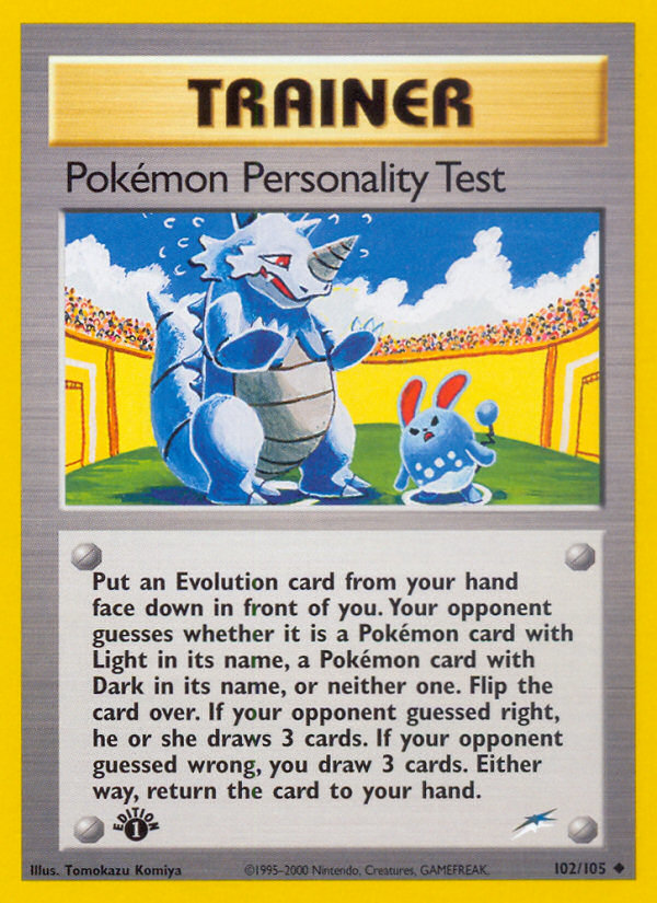 Pokemon Personality Test (102/105) [Neo Destiny 1st Edition] | The Gaming-Verse