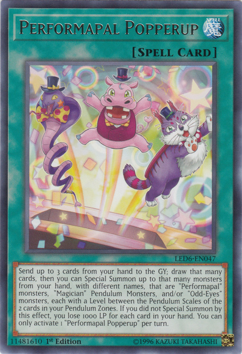 Performapal Popperup [LED6-EN047] Rare | The Gaming-Verse