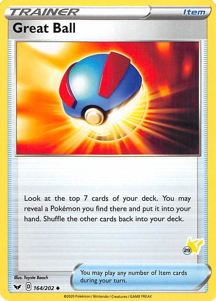 Great Ball (164/202) (Pikachu Stamp #29) [Battle Academy 2022] | The Gaming-Verse