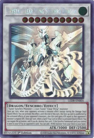 Crystal Clear Wing Synchro Dragon [LED8-EN005] Ghost Rare | The Gaming-Verse