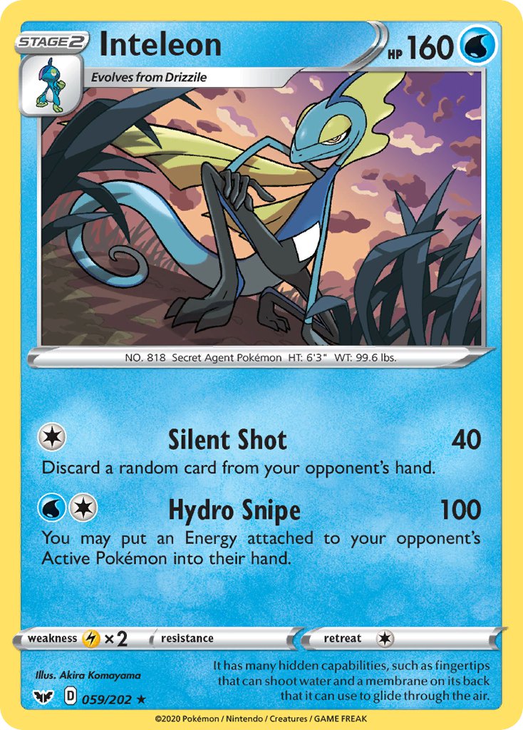 Inteleon (059/202) (Cracked Ice Holo) (Theme Deck Exclusive) [Sword & Shield: Base Set] | The Gaming-Verse