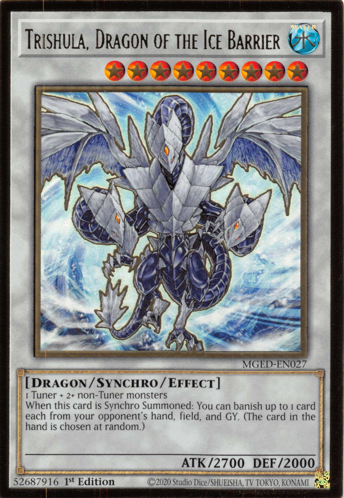 Trishula, Dragon of the Ice Barrier [MGED-EN027] Gold Rare | The Gaming-Verse