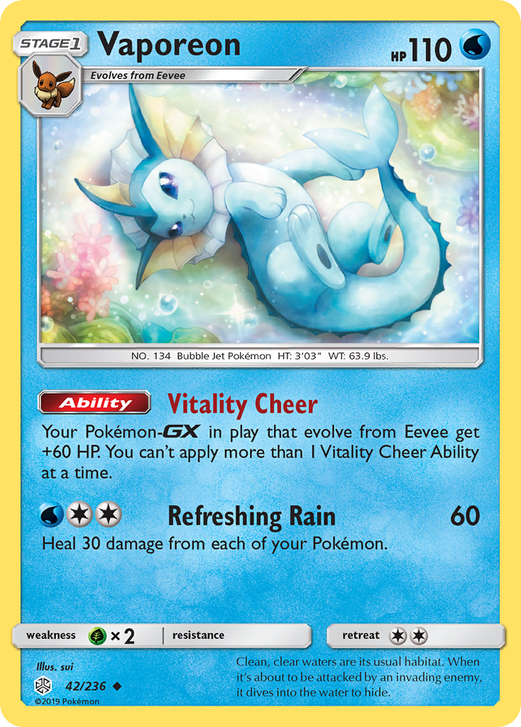 Vaporeon (42/236) [Sun & Moon: Cosmic Eclipse] | The Gaming-Verse