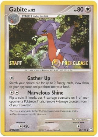 Gabite (48/123) (Staff Prerelease Promo) [Diamond & Pearl: Black Star Promos] | The Gaming-Verse